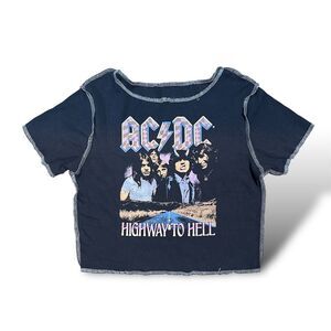 AC/DC Women's Highway To Hell Crop Top T-Shirt Black Size L